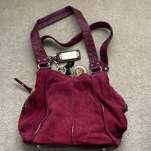 Tignanello Burgundy Leather Bag with Gold Details